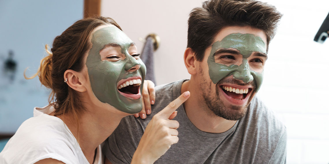 couple doing face mask