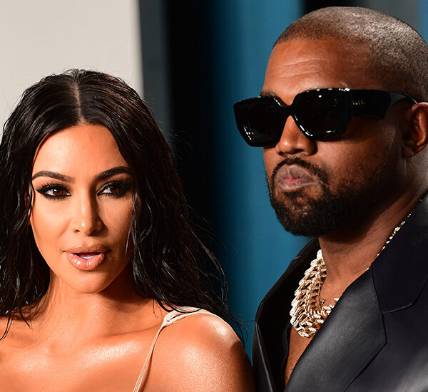 Kim Kardashian and Kanye West attending the Vanity Fair Oscar Party held at the Wallis Annenberg Center for the Performing Arts