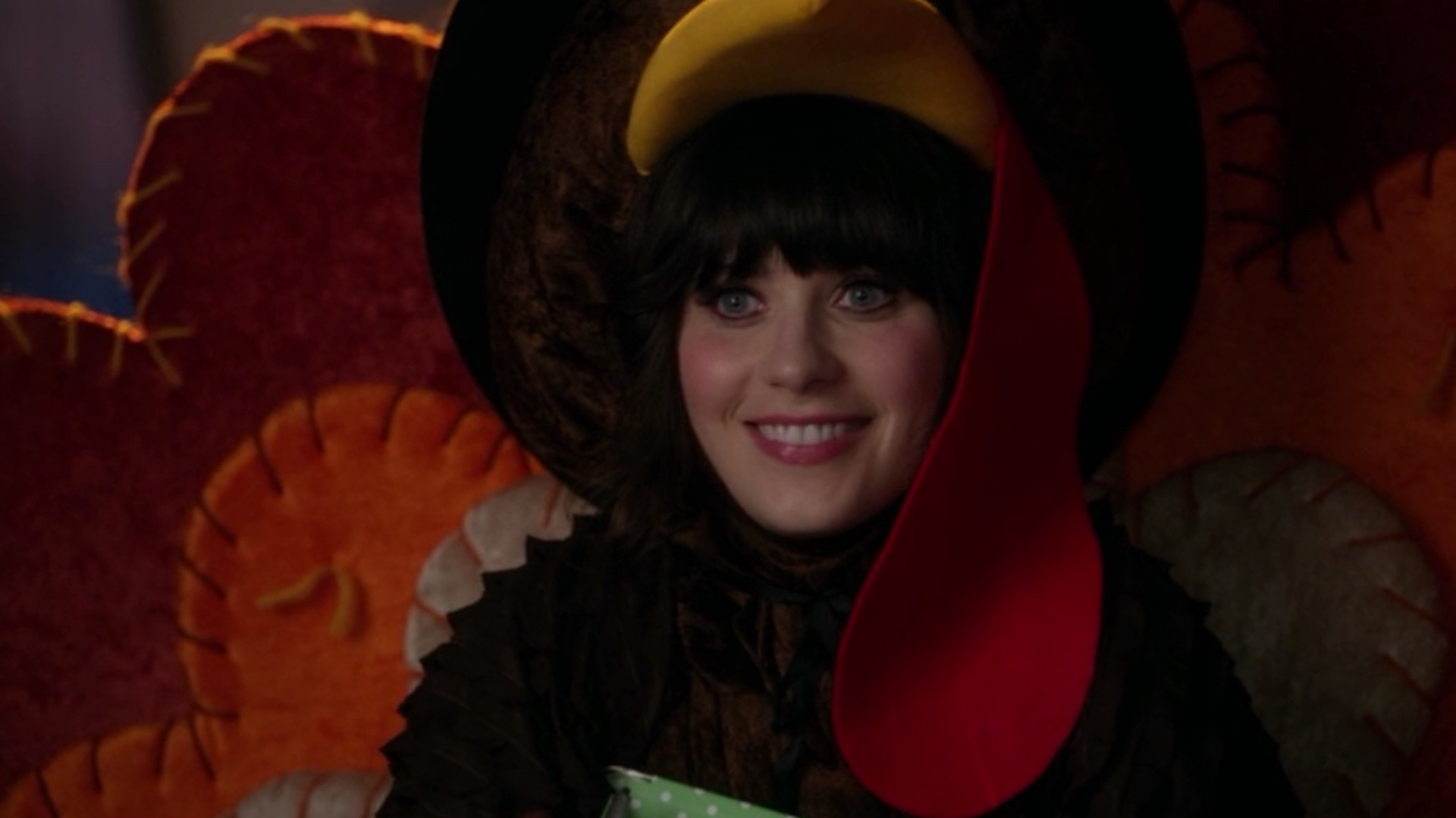Jess dressed up as a turkey for Thanksgiving play.