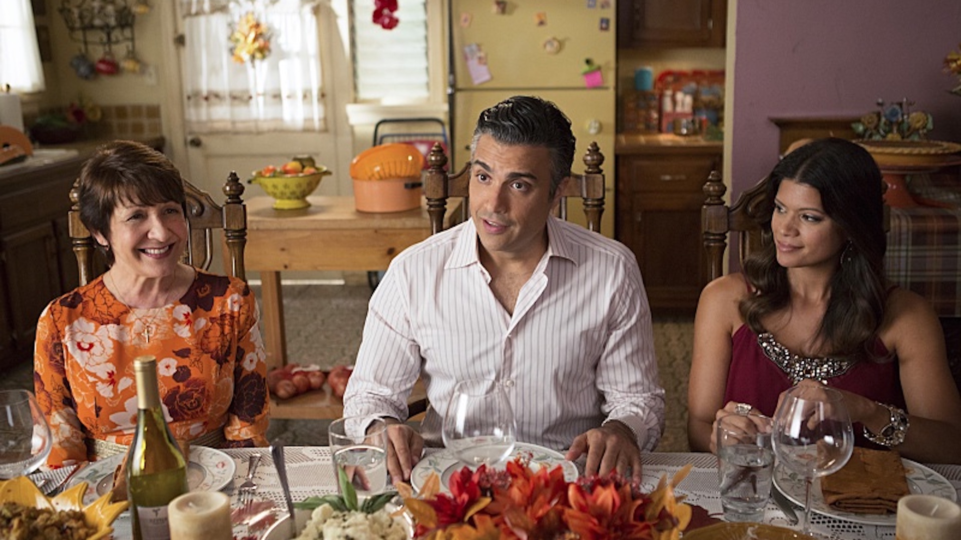 Rafael celebrates Thanksgiving at the Villanuevas' with Jane.