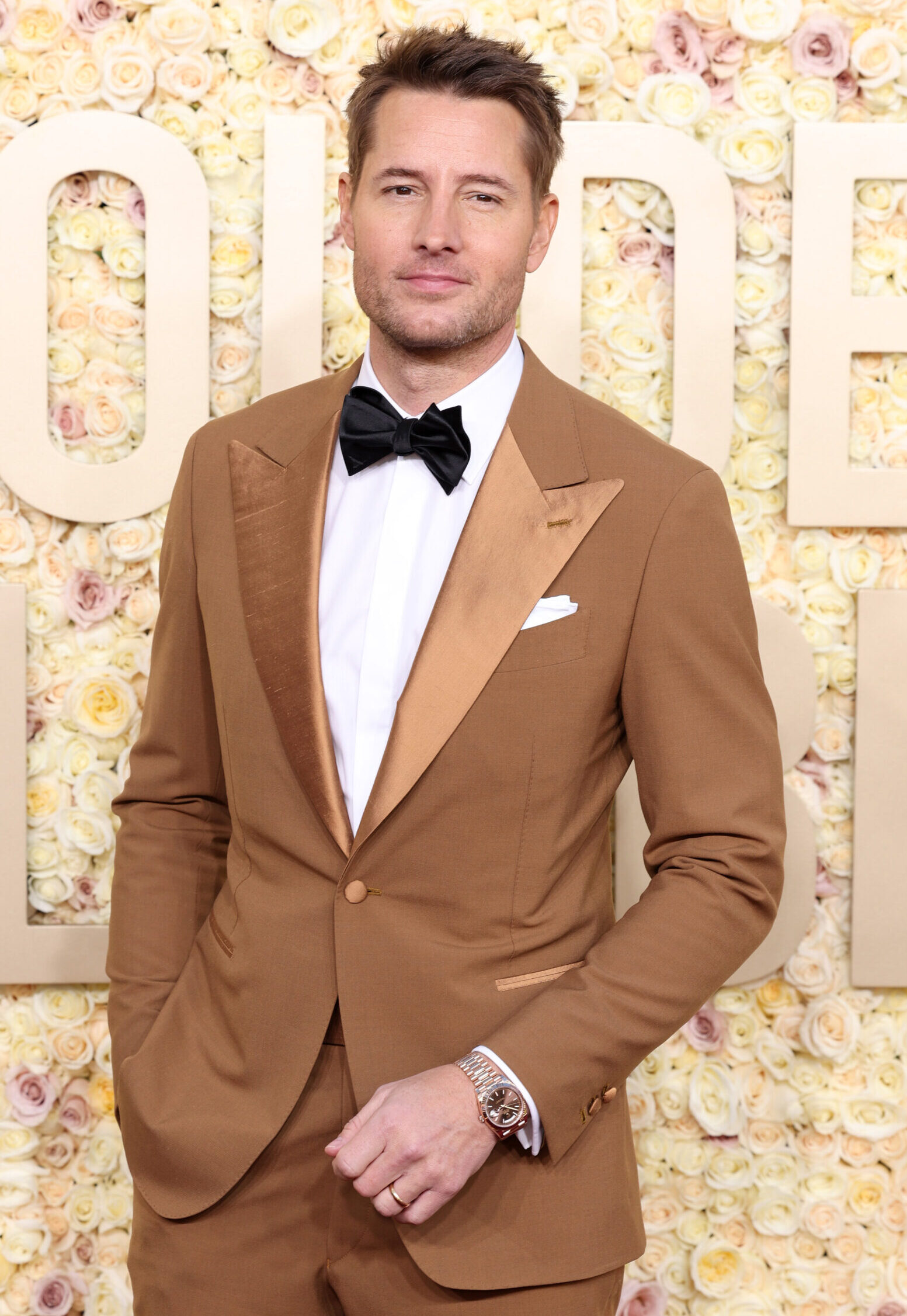 BEVERLY HILLS, CALIFORNIA - JANUARY 07: Justin Hartley attends the 81st Annual Golden Globe Awards at The Beverly Hilton on January 07, 2024 in Beverly Hills, California. (Photo by Kevin Mazur/Getty Images)