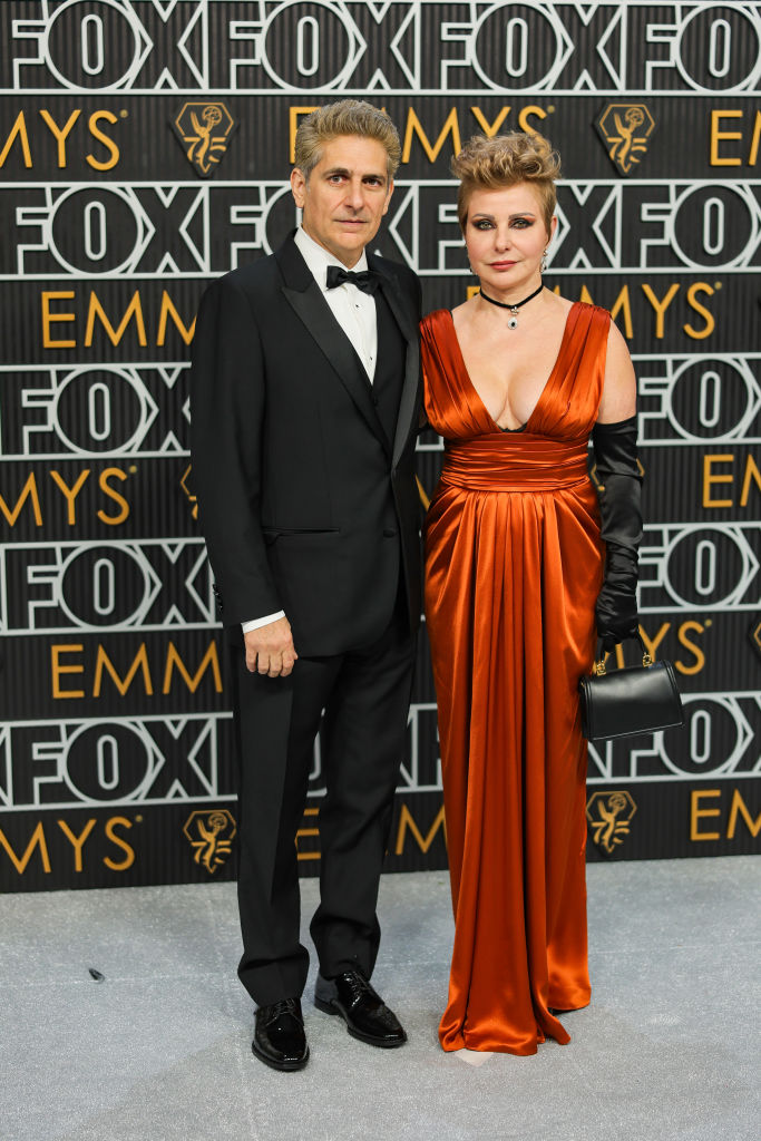 LOS ANGELES, CALIFORNIA - JANUARY 15: (L-R) Michael Imperioli and Victoria Imperioli attend the 75th Primetime Emmy Awards at Peacock Theater on January 15, 2024 in Los Angeles, California. (Photo by Neilson Barnard/Getty Images)