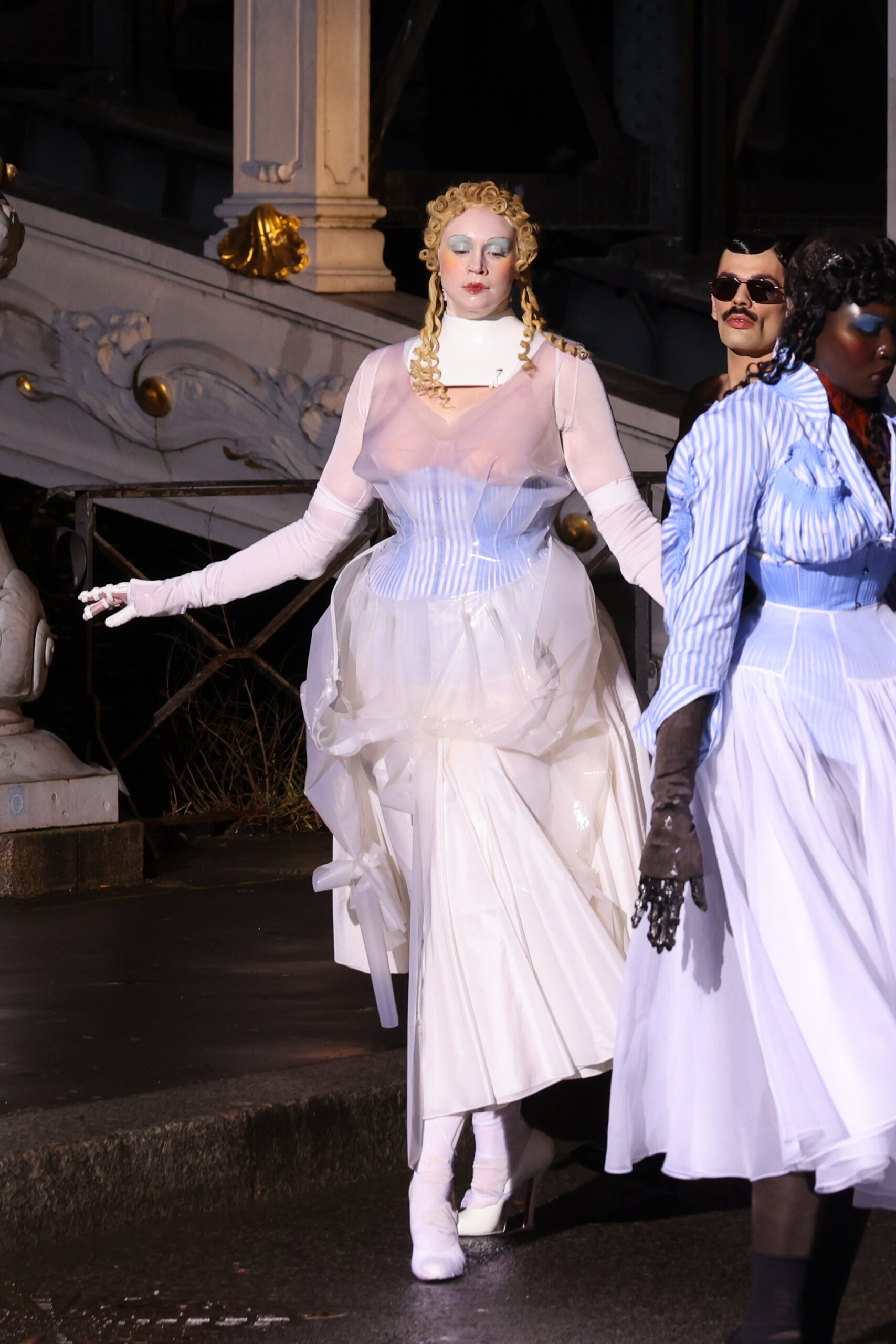 Gwendoline Christie walks the runway during the Maison Margiela Haute Couture Spring/Summer 2024 show.
