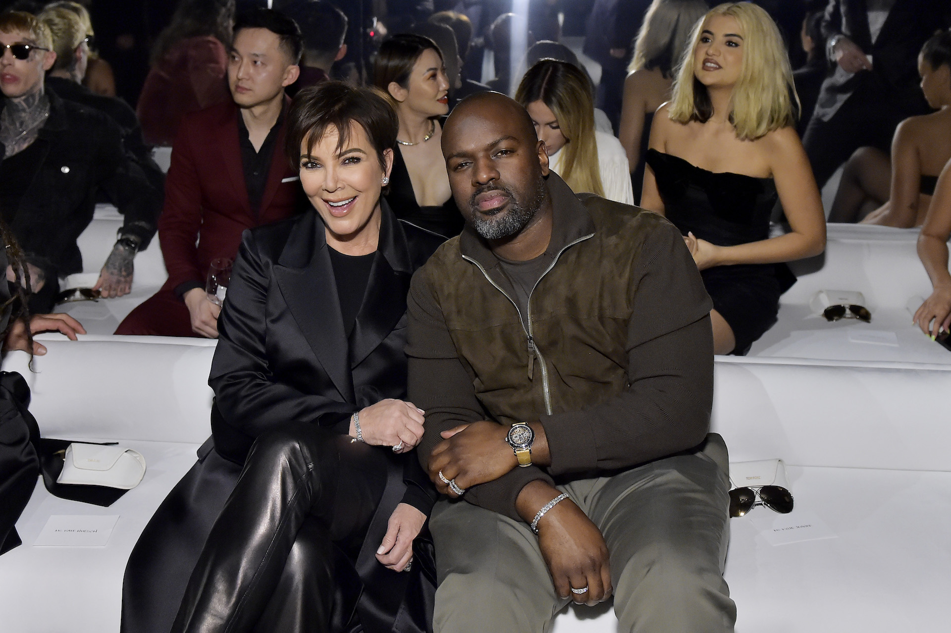 LOS ANGELES, CALIFORNIA - FEBRUARY 07: Kris Jenner and Corey Gamble attend Tom Ford: Autumn/Winter 2020 Runway Show at Milk Studios on February 07, 2020 in Los Angeles, California. (Photo by Stefanie Keenan/Getty Images for TOM FORD: AUTUMN/WINTER 2020 RUNWAY SHOW )