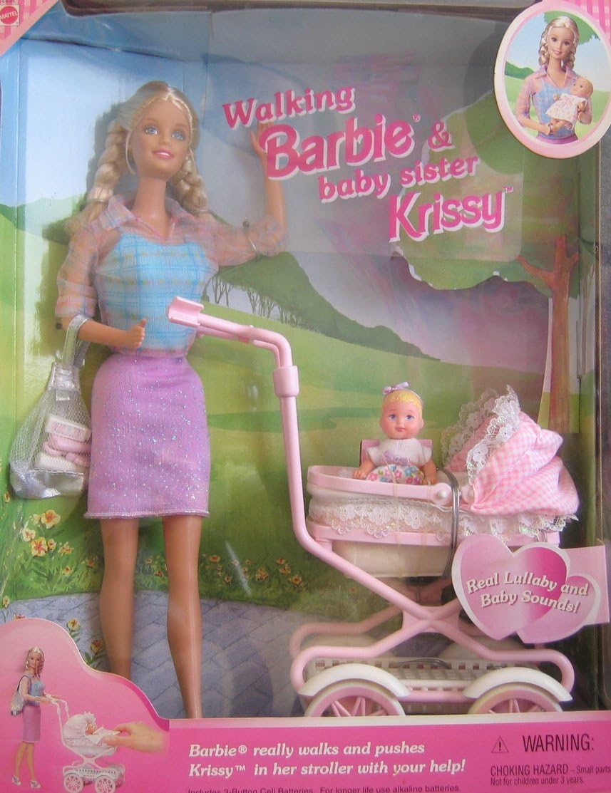 Walking Barbie & New Baby Sister krissy Doll