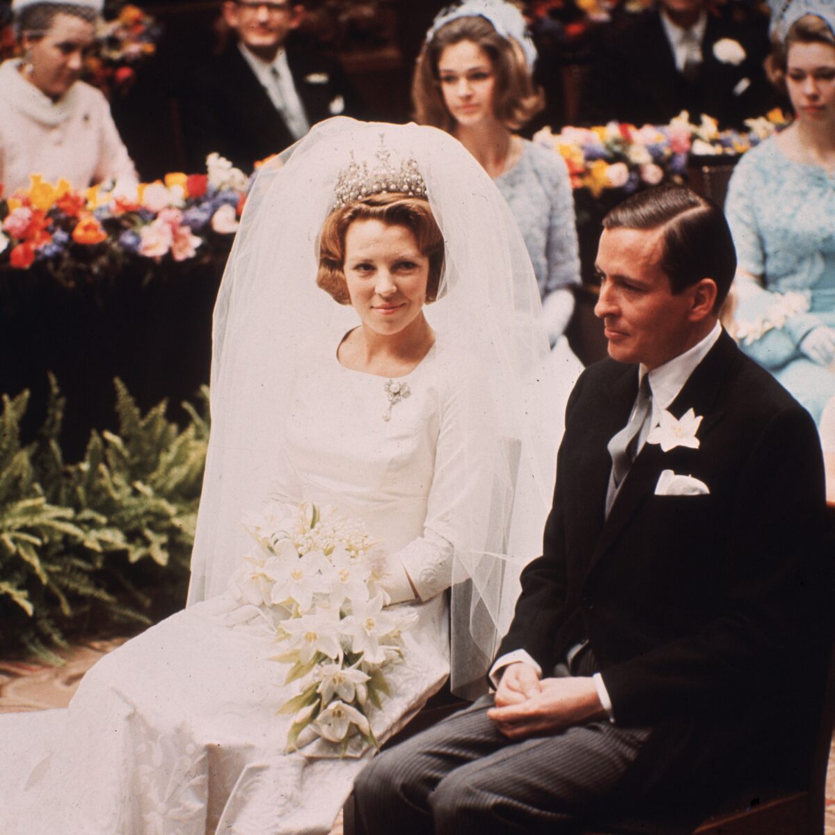 10th March 1966: Wedding of Crown Princess Beatrix of the Netherlands to West-German diplomat, Herr Claus von Amsberg in Amsterdam. (Photo by Central Press/Getty Images)