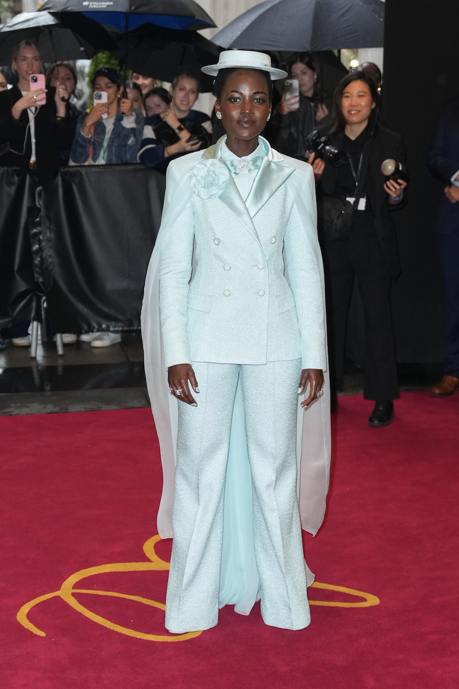 NEW YORK, NEW YORK - MAY 05: Lupita Nyong'o leaves The Carlyle Hotel before the 2025 Met Gala: "Superfine: Tailoring Black Style" at the Metropolitan Museum of Art on May 05, 2025 in New York City. (Photo by John Nacion/Getty Images)