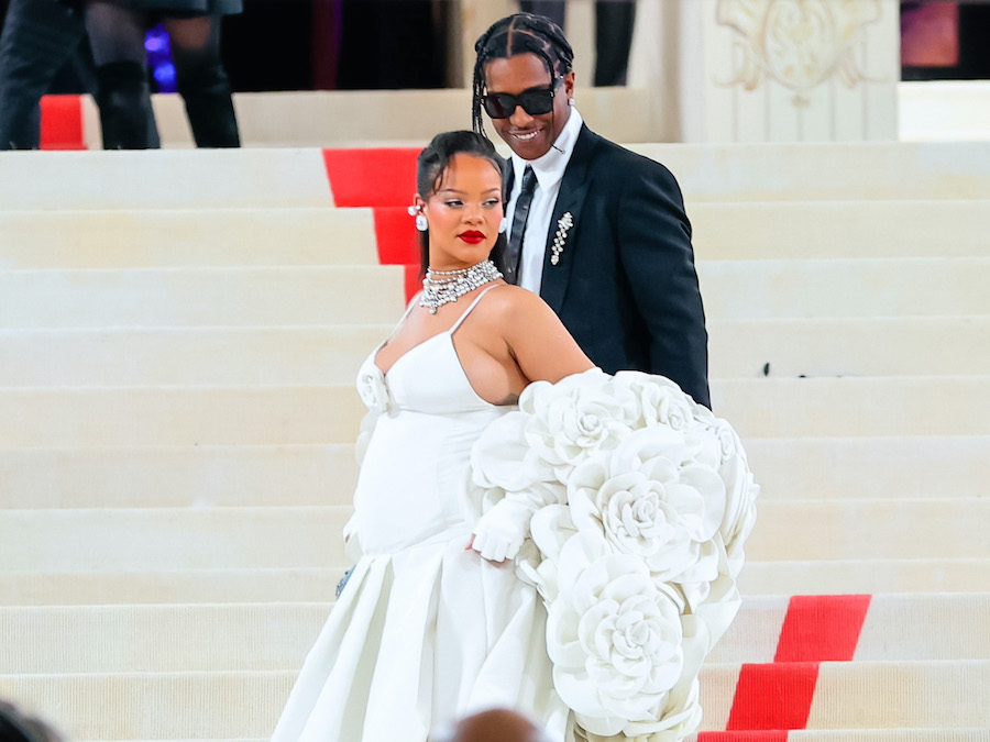 NEW YORK, NY - MAY 01: Rihanna and ASAP Rocky are seen attending The 2023 Met Gala Celebrating 'Karl Lagerfeld: A Line Of Beauty' at The Metropolitan Museum of Art on May 01, 2023 in New York City. (Photo by Jose Perez/Bauer-Griffin/GC Images)