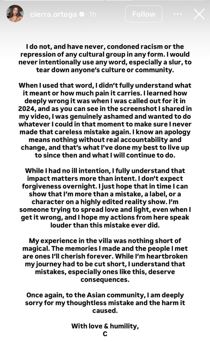 Cierra Ortega response