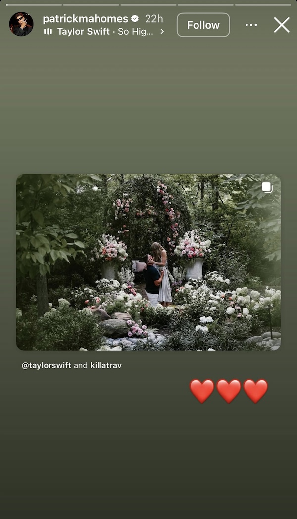 Patrick Mahomes IG Story